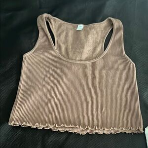 Arizona Jean Company Tan Ribbed Crop Tank Top
